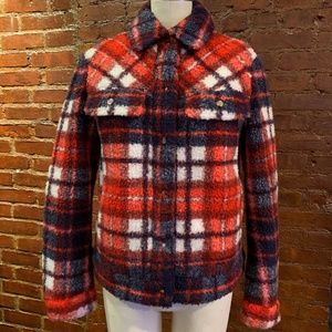 TOMMY HILFIGER COLLECTION PLAID TEDDY JACKET